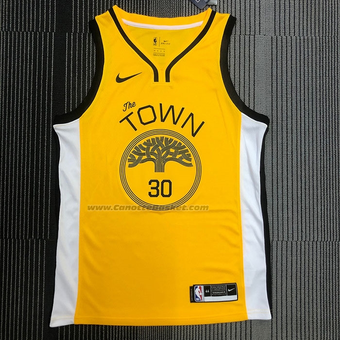 Maglia Golden State Warriors Stephen Curry NO 30 Earned Giallo